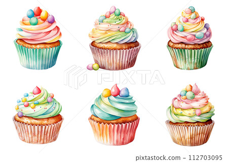 Rainbow Sprinkle Cupcakes 112703095