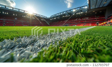 Football pitch at the Euro cup red stadium. Generative AI 112703707