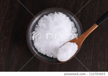 salt on a small plate 112703855