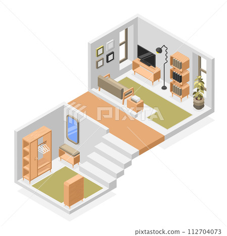 Isometric rooms illustration 112704073