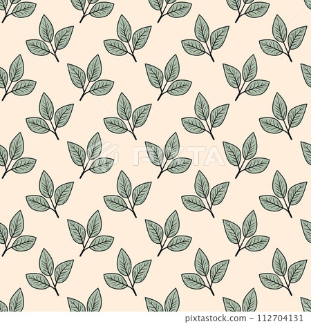 Hand drawn floral pattern vector design. Simple ornament with plant and leaf. Hand drawn floral pattern vector design. Simple ornament with plant and leaf. 112704131
