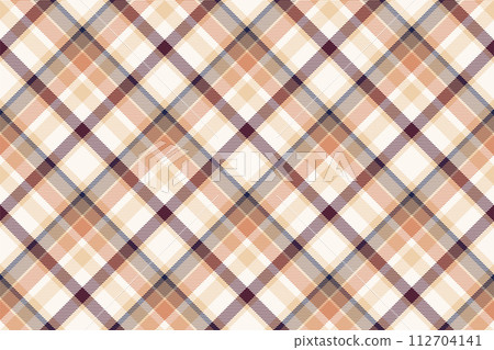Tartan plaid background, diagonal check seamless pattern. Vector fabric texture for textile print, wrapping paper, gift card, wallpaper. 112704141