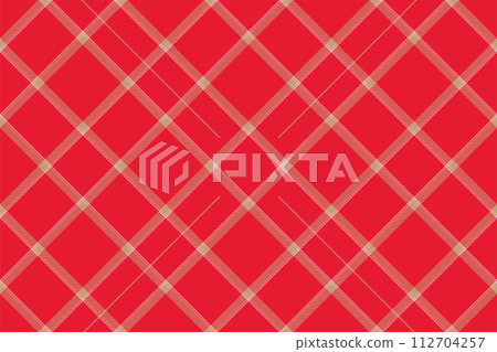 Tartan plaid background, diagonal check seamless pattern. Vector fabric texture for textile print, wrapping paper, gift card, wallpaper. 112704257