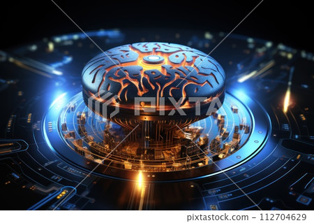 Concept Brain combined or merged technology Artificial Intelligence. Generative AI 112704629