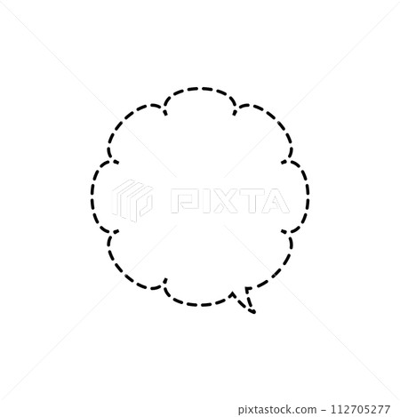 Simple monochrome broken line fluffy speech bubble_right facing single item Simple monochrome broken line fluffy speech bubble_right facing single item 112705277