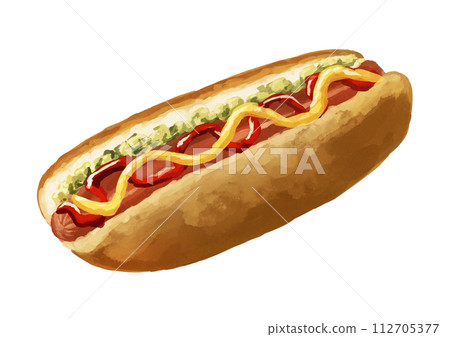 番茄醬和芥末熱狗插畫 112705377