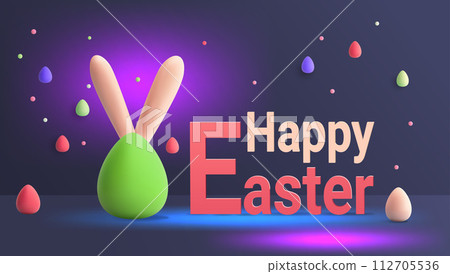 Happy Easter greeting card with eggs in pastel colors spring holiday celebration card horizontal Happy Easter greeting card with eggs in pastel colors spring holiday celebration card horizontal 112705536