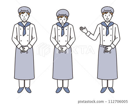 Vector illustration set of male pastry chef Vector illustration set of male pastry chef 112706005
