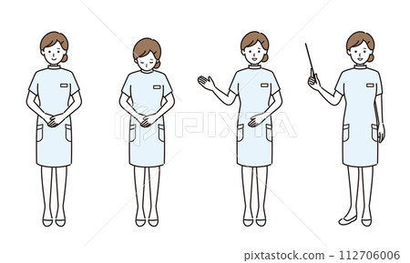 Vector illustration set of female nurses Vector illustration set of female nurses 112706006