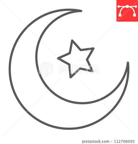 Islam line icon, Ramadan and Muslim, moon and star vector icon, vector graphics, editable stroke outline sign, eps 10. Islam line icon, Ramadan and Muslim, moon and star vector icon, vector graphics, editable stroke outline sign, eps 10. 112706093