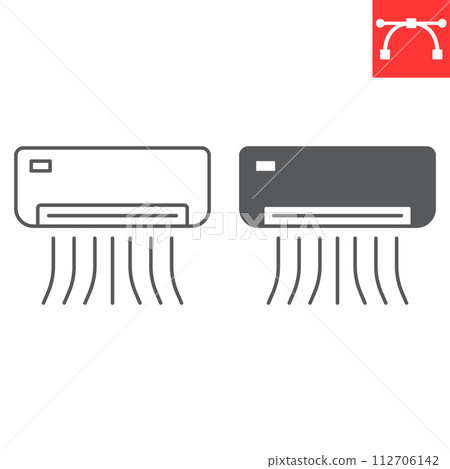 Air conditioner line and glyph icon, home appliances and technology, climate control system vector icon, vector graphics, editable stroke outline sign, eps 10. 112706142