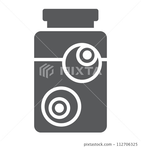 Eyes in jar glyph icon, glass and creepy, halloween eyeballs sign, vector graphics, a solid pattern on a white background. 112706325