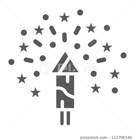 Christmas firework glyph icon, party and new year, firecracker sign, vector graphics, a solid pattern on a white background. 112706349