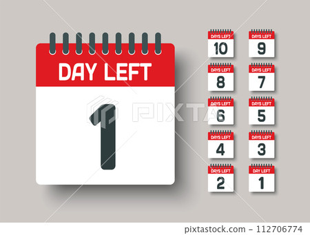 Countdown daily page calendar icon - 1 day left 112706774