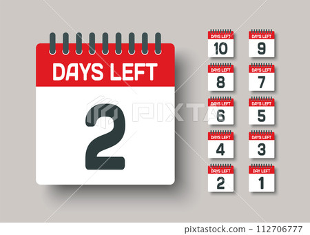 Countdown daily page calendar icon - 2 days left Countdown daily page calendar icon - 2 days left 112706777