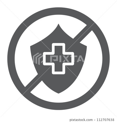 Uninsured glyph icon, protection and life, crossed shield sign, vector graphics, a solid pattern on a white background, eps 10. 112707638