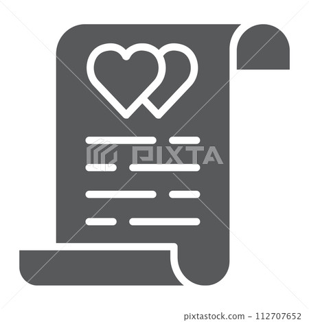 Marriage contract glyph icon, document and agreement, marriage insurance sign, vector graphics, a solid pattern on a white background, eps 10. 112707652