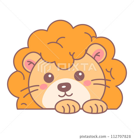 Cute lion head icon vector isolated 112707828