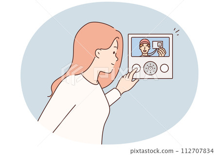 Male visitor show ID card entering building Male visitor show ID card entering building 112707834