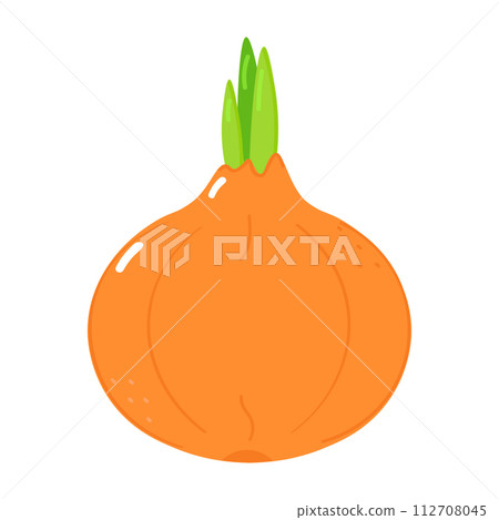 Onion character. Vector hand drawn cartoon kawaii character illustration icon. Isolated on white background. Onion character concept 112708045