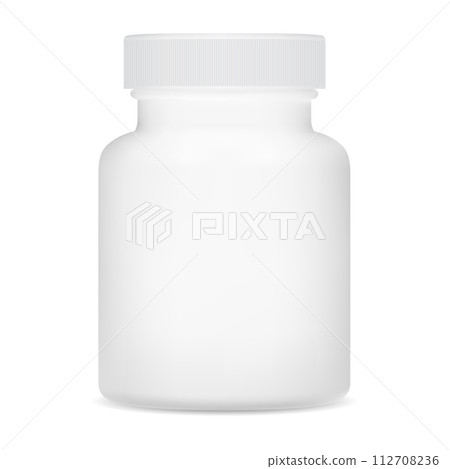 Supplement bottle mockup. White plastic pill bottle Supplement bottle mockup. White plastic pill bottle 112708236