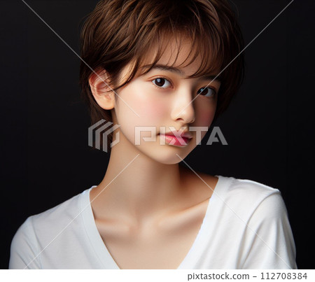 Beautiful girl in a white T-shirt Beautiful girl in a white T-shirt 112708384