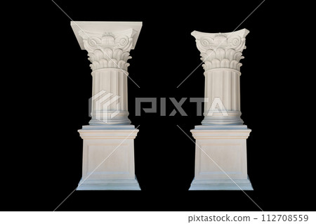 Details, elements of buildings classical architecture. Isolated on a black. Templates for art, design. 112708559