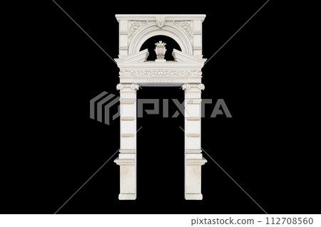 Details, elements of buildings classical architecture. Isolated on a black. Templates for art, design. 112708560