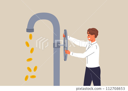 Cash flow for investor who opens tap with coins instead of water, obtained through investments 112708653