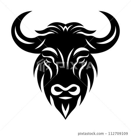 black vector yak head icon on white background 112709109