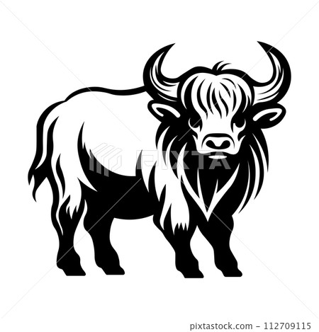 black vector yak icon on white background 112709115