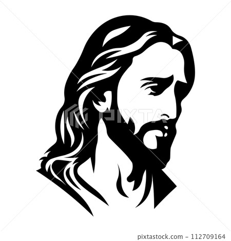 black vector jesus icon on white background black vector jesus icon on white background 112709164