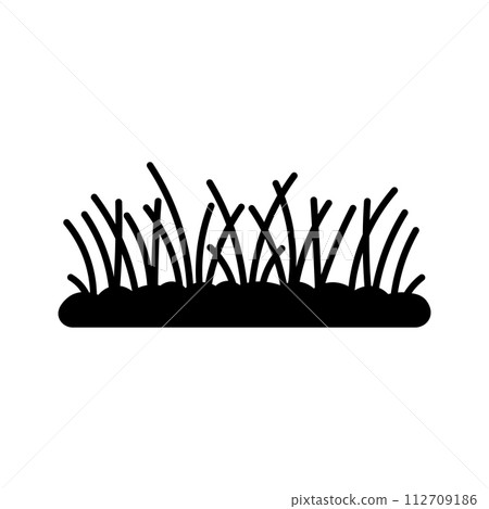 black vector grass icon on white background 112709186