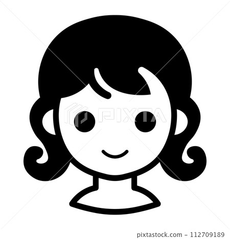 black vector girl icon on white background 112709189
