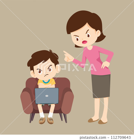 parent angry to kid addicted phone 112709643