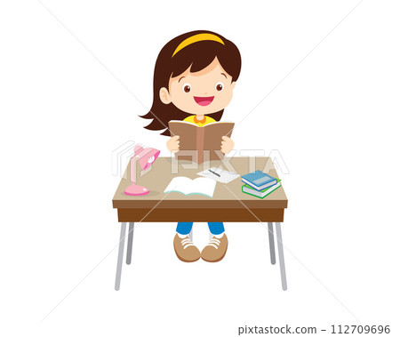 student sitting on desk working for homework 112709696