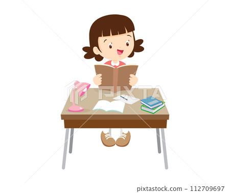 student sitting on desk working for homework 112709697