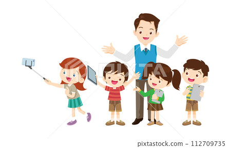 teacher and kids learning computer technology education courses 112709735