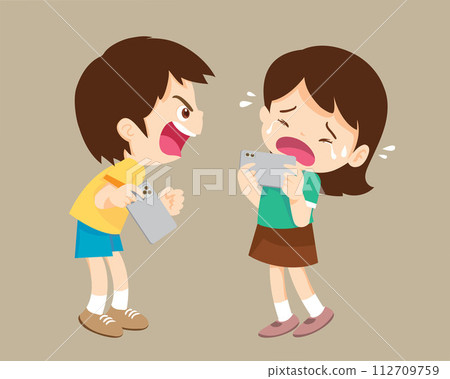 angry kid addicted mobile phone 112709759