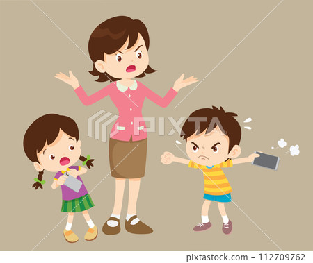 angry kid addicted mobile phone 112709762