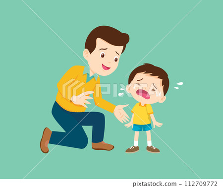 Comforting sad children with parent 112709772