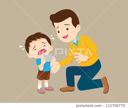 Comforting sad children with parent Comforting sad children with parent 112709778