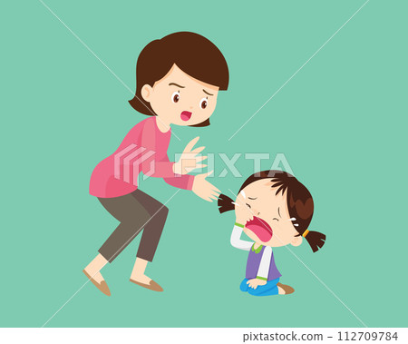 Comforting sad children with parent Comforting sad children with parent 112709784