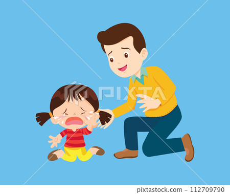 Comforting sad children with parent Comforting sad children with parent 112709790