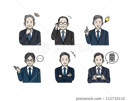 Middle-aged office worker male illustration set 112710132