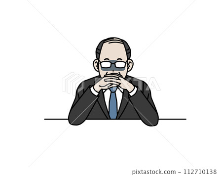 一名中年上班族雙手合十等待的插圖 一名中年上班族雙手合十等待的插圖 112710138