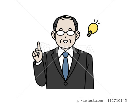 一位中年辦公室職員想出一個主意的插圖 112710145
