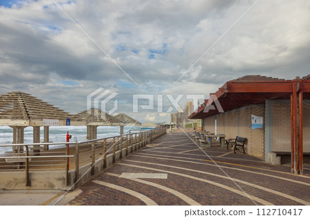 Dramatic sea view with storm clouds in Haifa Dramatic sea view with storm clouds in Haifa 112710417