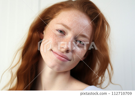 Portrait of a woman with natural makeup Portrait of a woman with natural makeup 112710709