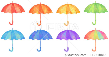Illustration set of colorful umbrellas 112710866
